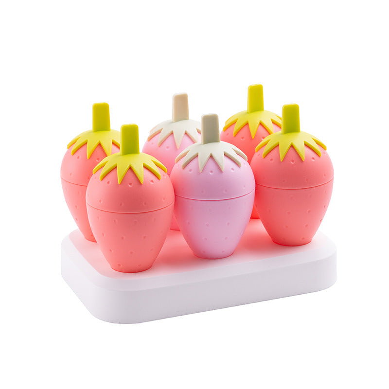 Strawberry Ice Cream Mold — Homemade Popsicle Tray, 4 or 6 Grid