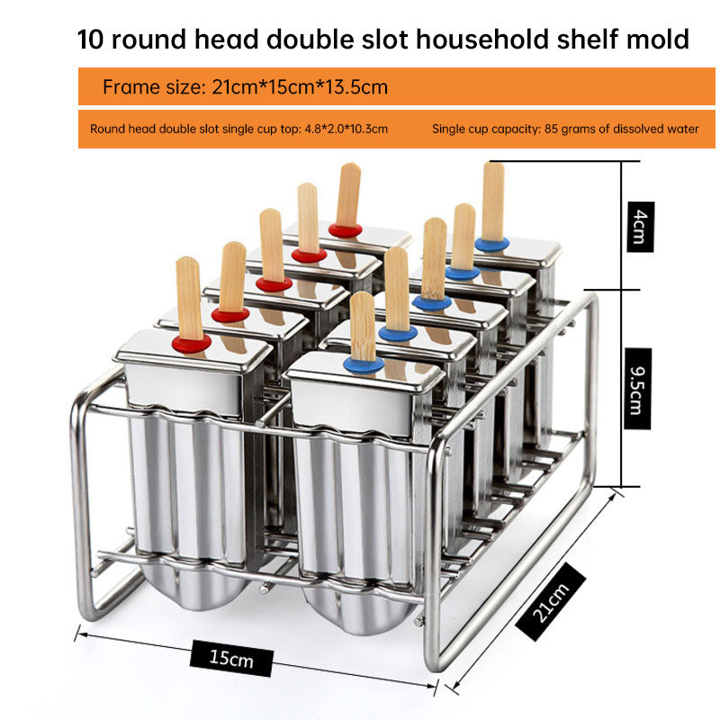 Stainless Steel Ice Cream Mold Set — 6 & 10 Pack with Shelves