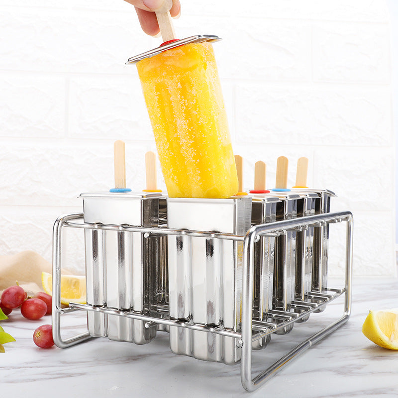 Stainless Steel Ice Cream Mold Set — 6 & 10 Pack with Shelves