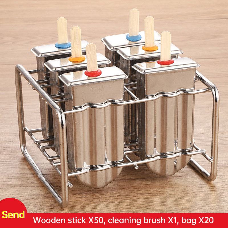 Stainless Steel Ice Cream Mold Set — 6 & 10 Pack with Shelves