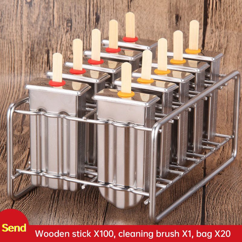 Stainless Steel Ice Cream Mold Set — 6 & 10 Pack with Shelves