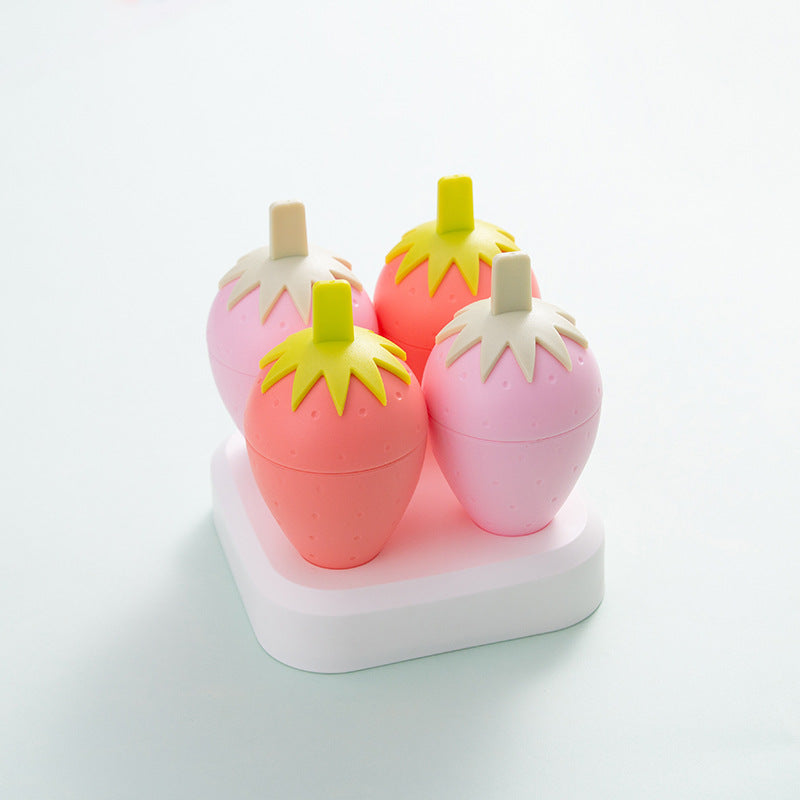 Strawberry Ice Cream Mold — Homemade Popsicle Tray, 4 or 6 Grid