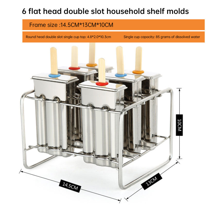 Stainless Steel Ice Cream Mold Set — 6 & 10 Pack with Shelves