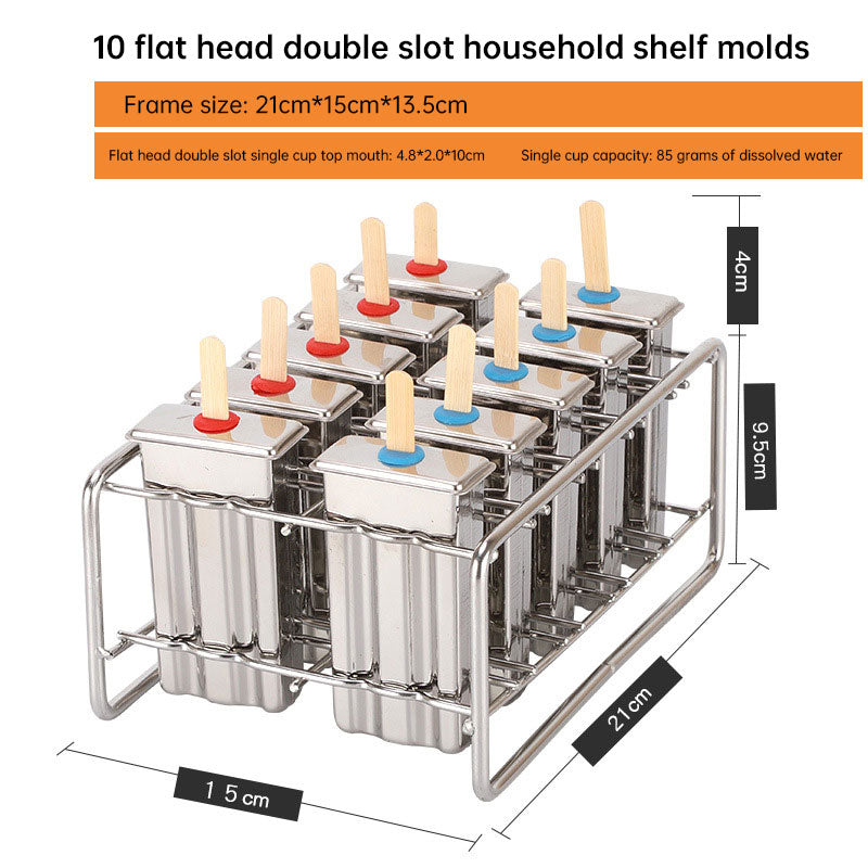 Stainless Steel Ice Cream Mold Set — 6 & 10 Pack with Shelves