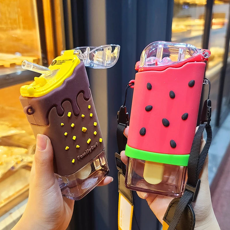 Summer Ice Cream Water Bottle — Cute Donut Design, BPA Free