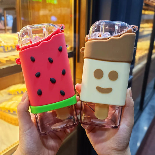 Summer Ice Cream Water Bottle — Cute Donut Design, BPA Free